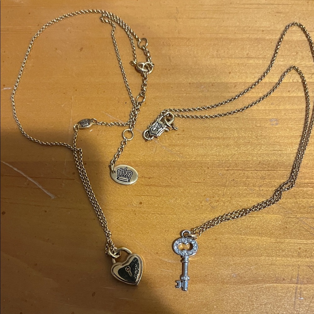 Gold Heart and Key Pendant Necklace